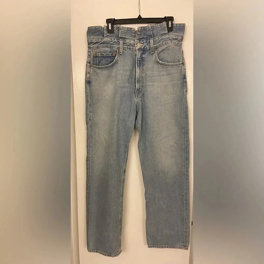 AGOLDE Lettuce Waist Wide Leg Jeans Revival Light Wash Size 30 - Picture 5 of 11